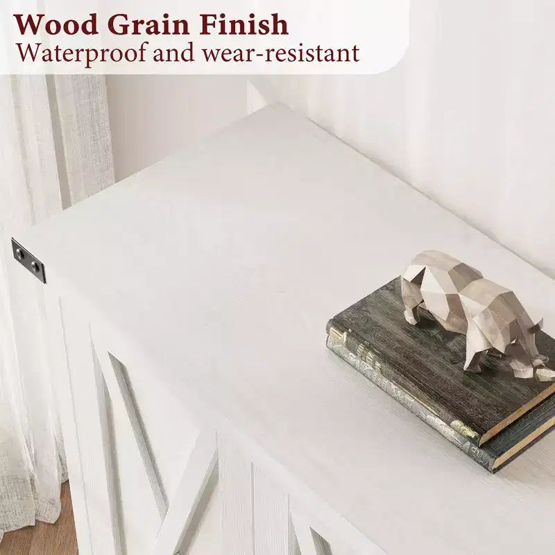 Buffet bahut de ferme 76 cm | 2 portes | Étagère réglable | Chêne blanc américain / Marron et blanc / Chêne foncé / Gris