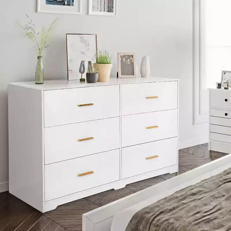 Commode 6 tiroirs, Noir/Rose/Blanc/Grain de bois | Style moderne | Pour 1