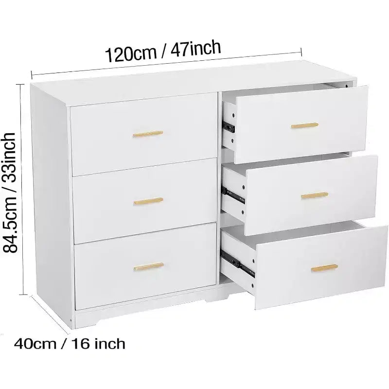 Commode 6 tiroirs, Noir/Rose/Blanc/Grain de bois | Style moderne | Pour 1