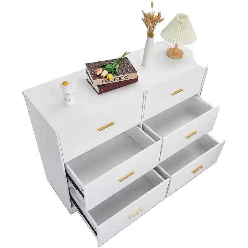 Commode 6 tiroirs, Noir/Rose/Blanc/Grain de bois | Style moderne | Pour 1