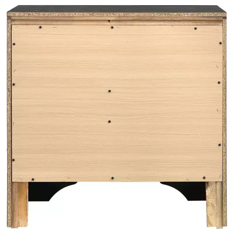Table de chevet noire/blanche à 2 tiroirs avec poignées en strass, pour 1