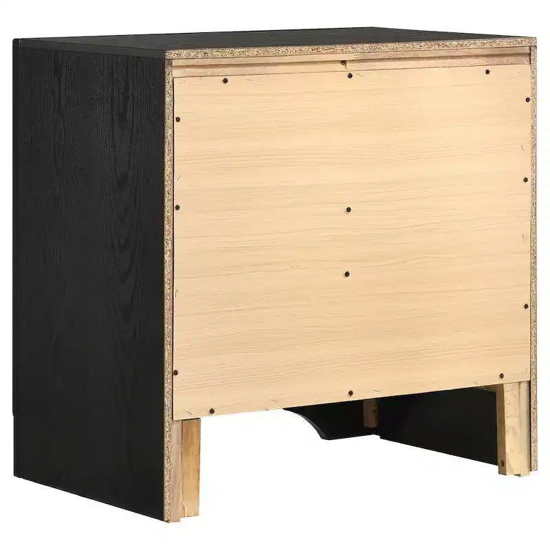 Table de chevet noire/blanche à 2 tiroirs avec poignées en strass, pour 1