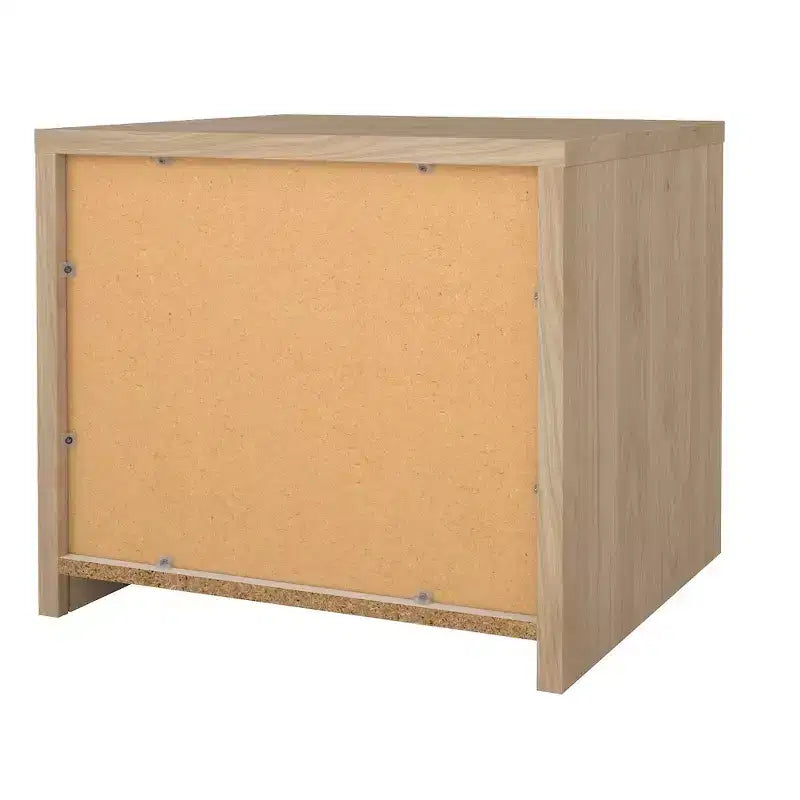 Table de chevet 2 tiroirs, Jackson Hickory/Blanc brillant et blanc, Unité