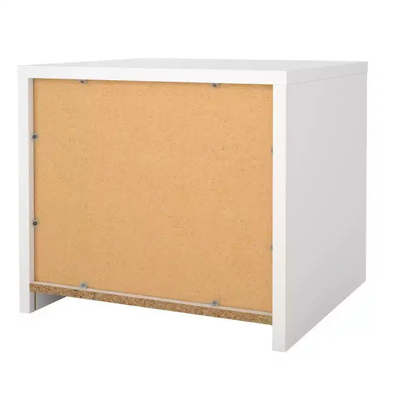 Table de chevet 2 tiroirs, Jackson Hickory/Blanc brillant et blanc, Unité