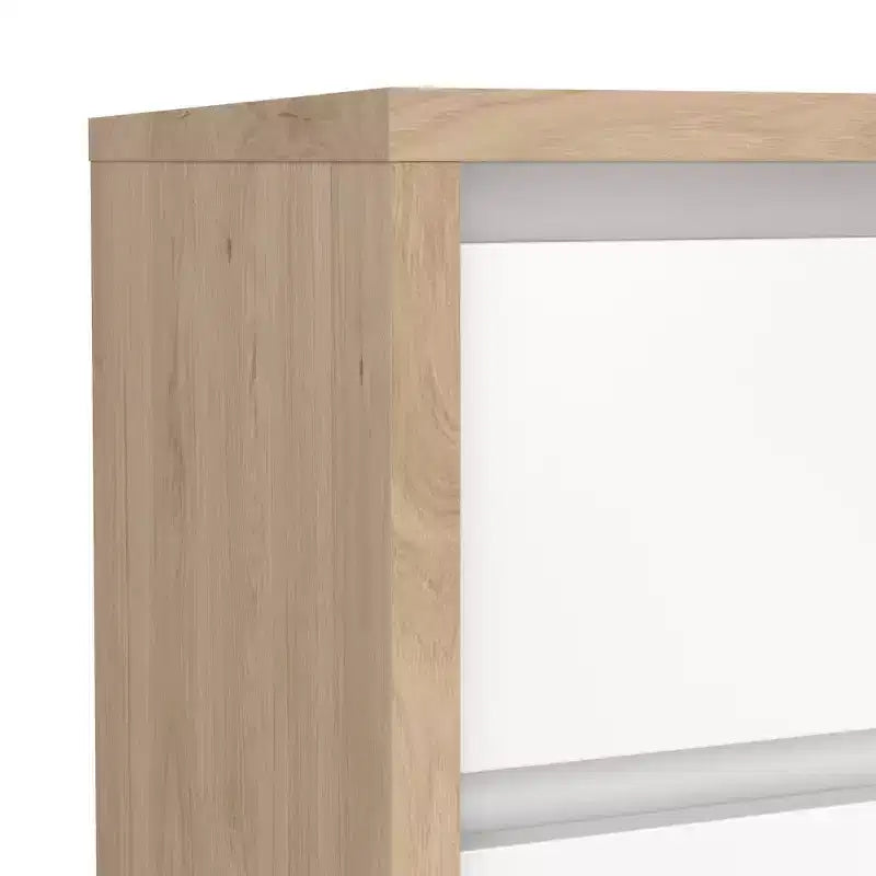 Table de chevet 2 tiroirs, Jackson Hickory/Blanc brillant et blanc, Unité