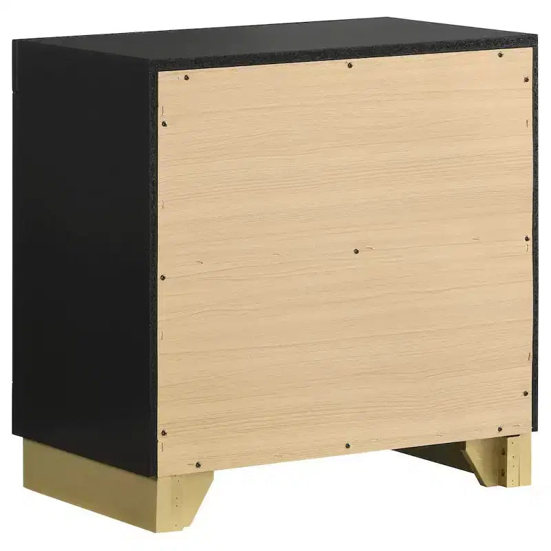 Table de chevet noire et dorée à 2 tiroirs – Unité