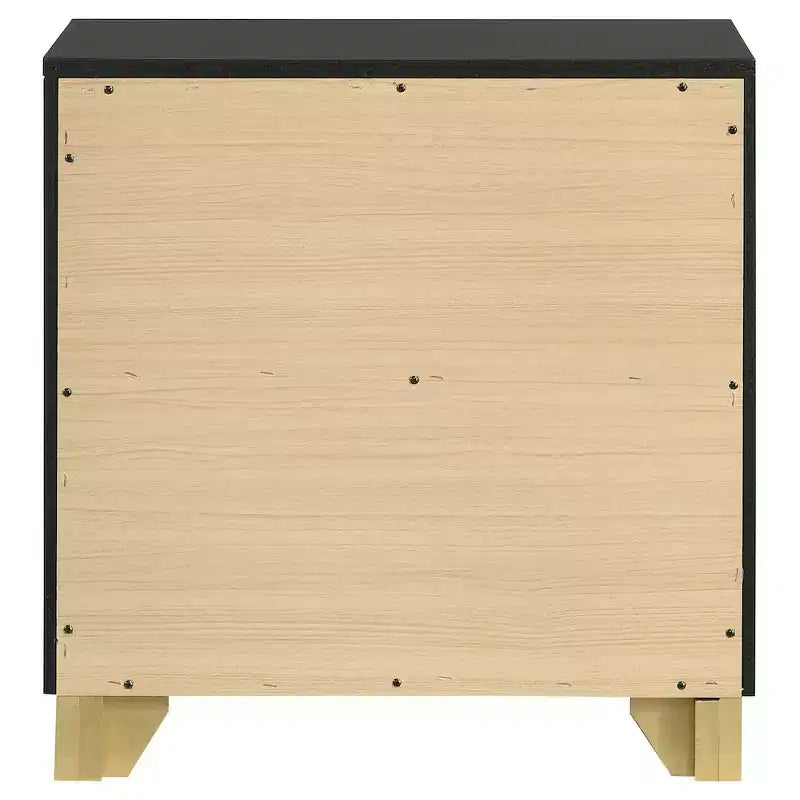 Table de chevet noire et dorée à 2 tiroirs – Unité