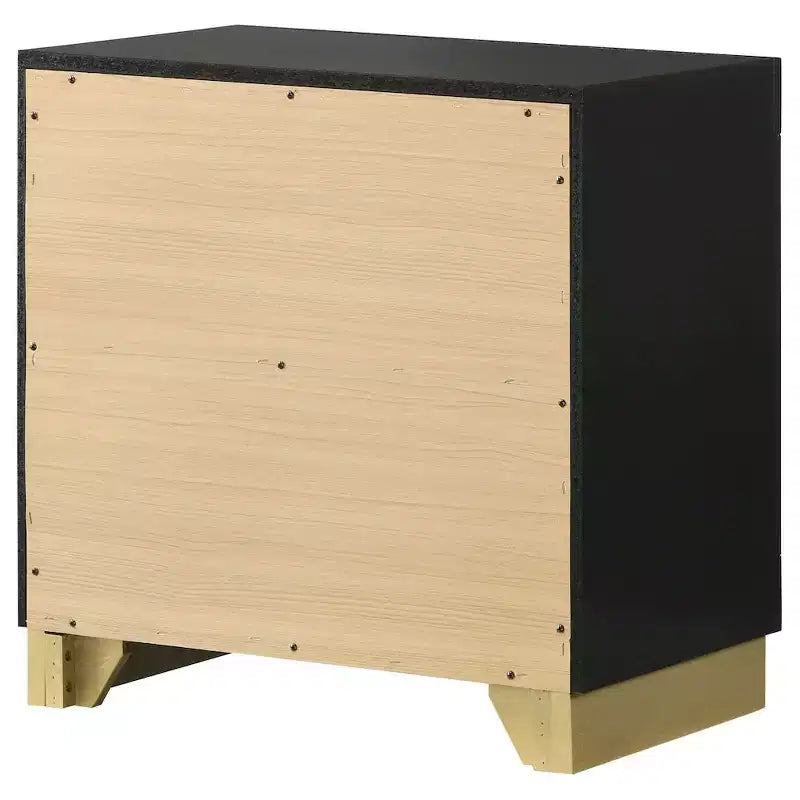 Table de chevet noire et dorée à 2 tiroirs – Unité