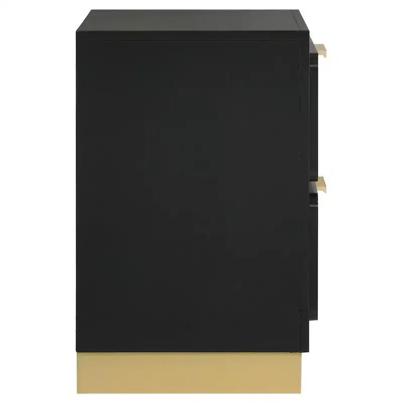 Table de chevet noire et dorée à 2 tiroirs – Unité