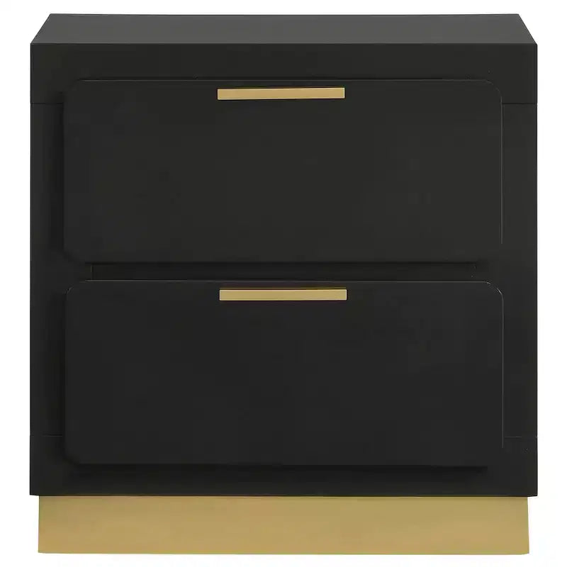 Table de chevet noire et dorée à 2 tiroirs – Unité