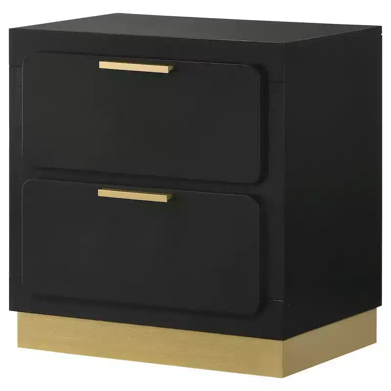 Table de chevet noire et dorée à 2 tiroirs – Unité