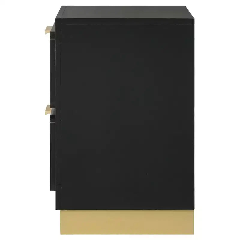 Table de chevet noire et dorée à 2 tiroirs – Unité