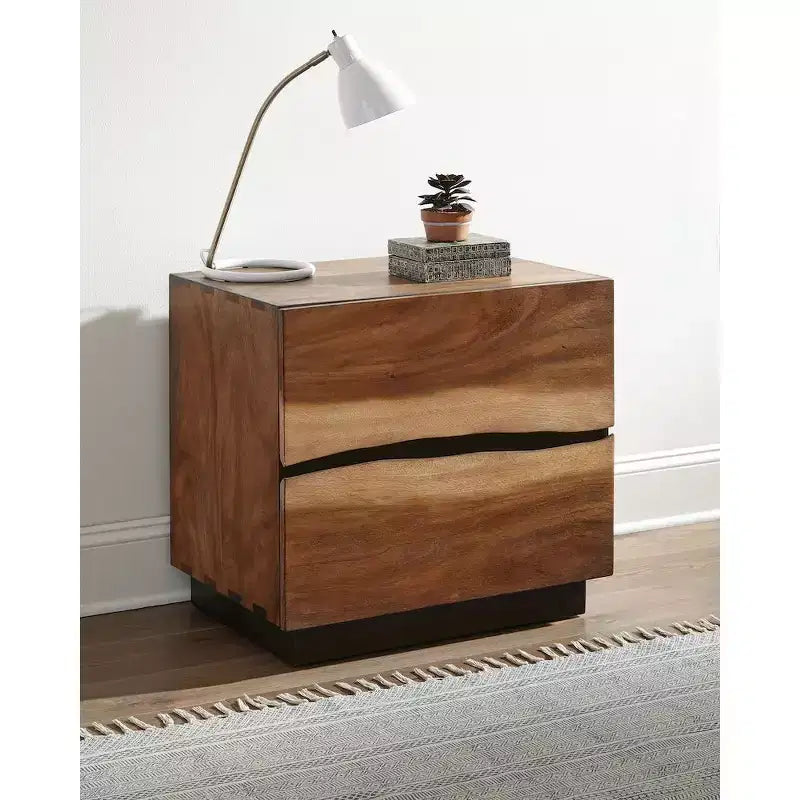 Table de chevet à 2 tiroirs Smokey Walnut – Bois, Brun, Lit simple