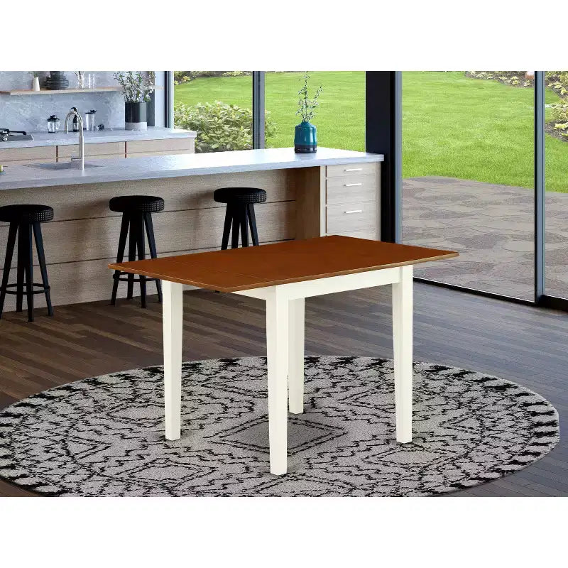 Table à manger rectangulaire avec rallonges de couleur noire et cerisier / multicolore, 4 places
