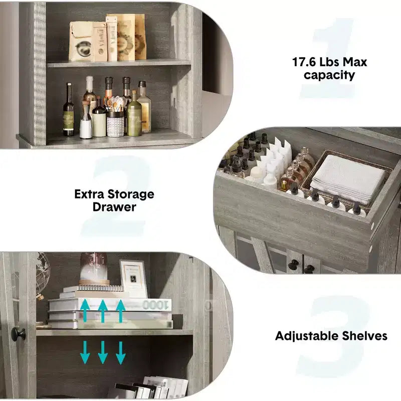 Armoire de rangement haute gris autoportante avec étagères réglables, utilisation par 1 personne