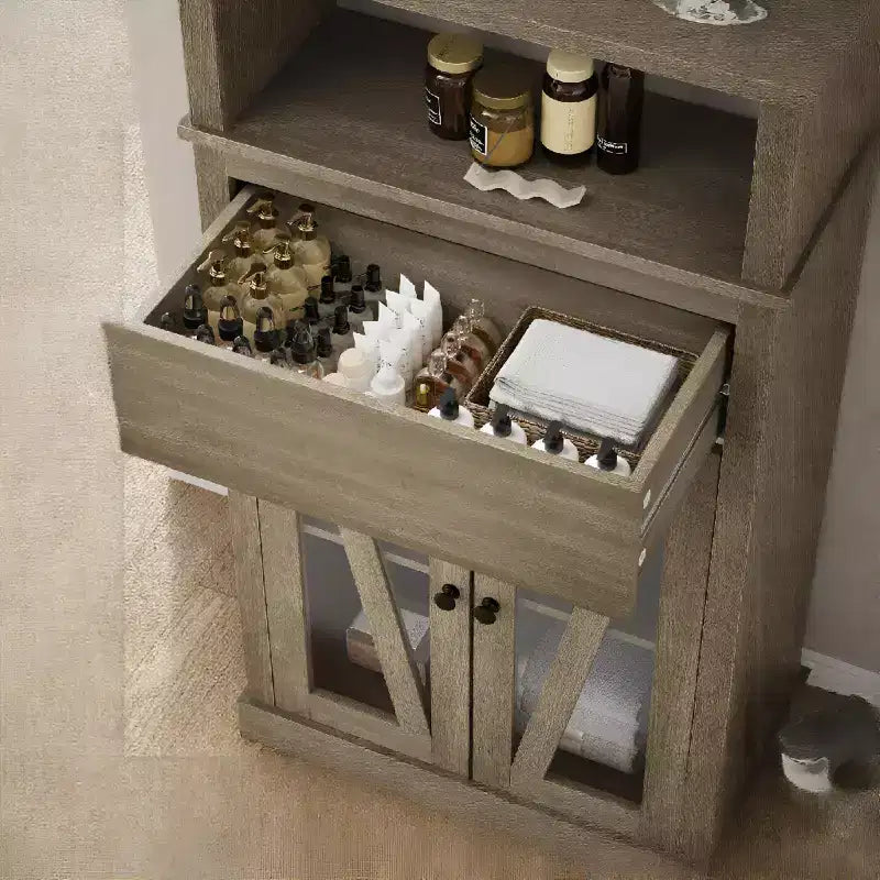 Armoire de rangement haute gris autoportante avec étagères réglables, utilisation par 1 personne