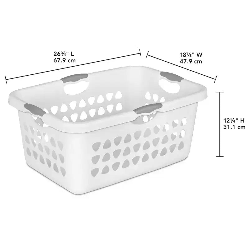Panier à linge rectangulaire blanc avec poignées, 2 boisseaux, paquet de 8