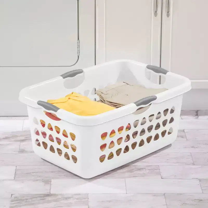Panier à linge rectangulaire blanc avec poignées, 2 boisseaux, paquet de 8