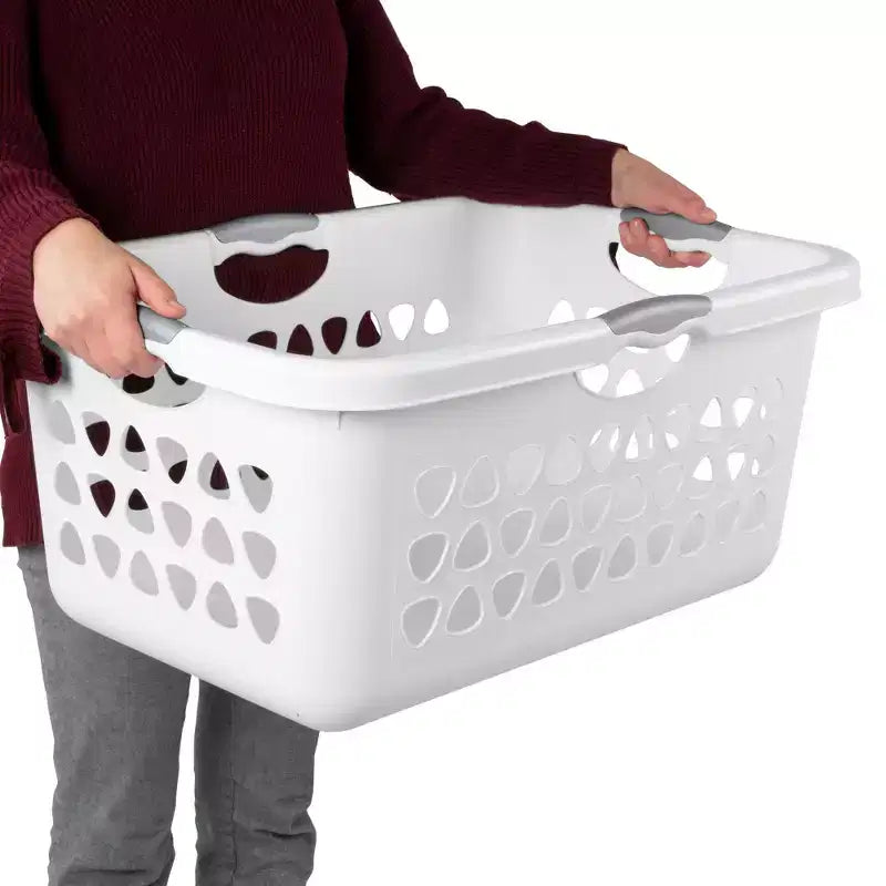 Panier à linge rectangulaire blanc avec poignées, 2 boisseaux, paquet de 8