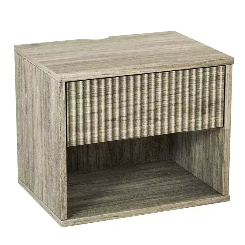 Table de chevet flottante grise avec tiroir et étagère – Lot de 2