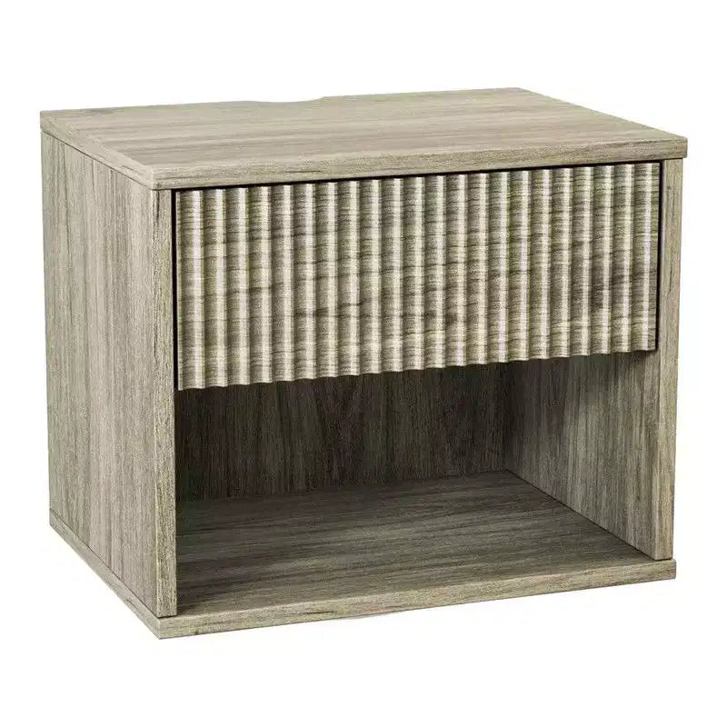 Table de chevet flottante grise avec tiroir et étagère – Lot de 2