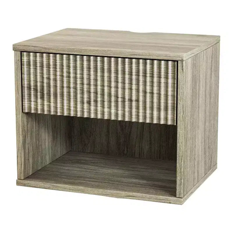 Table de chevet flottante grise avec tiroir et étagère – Lot de 2