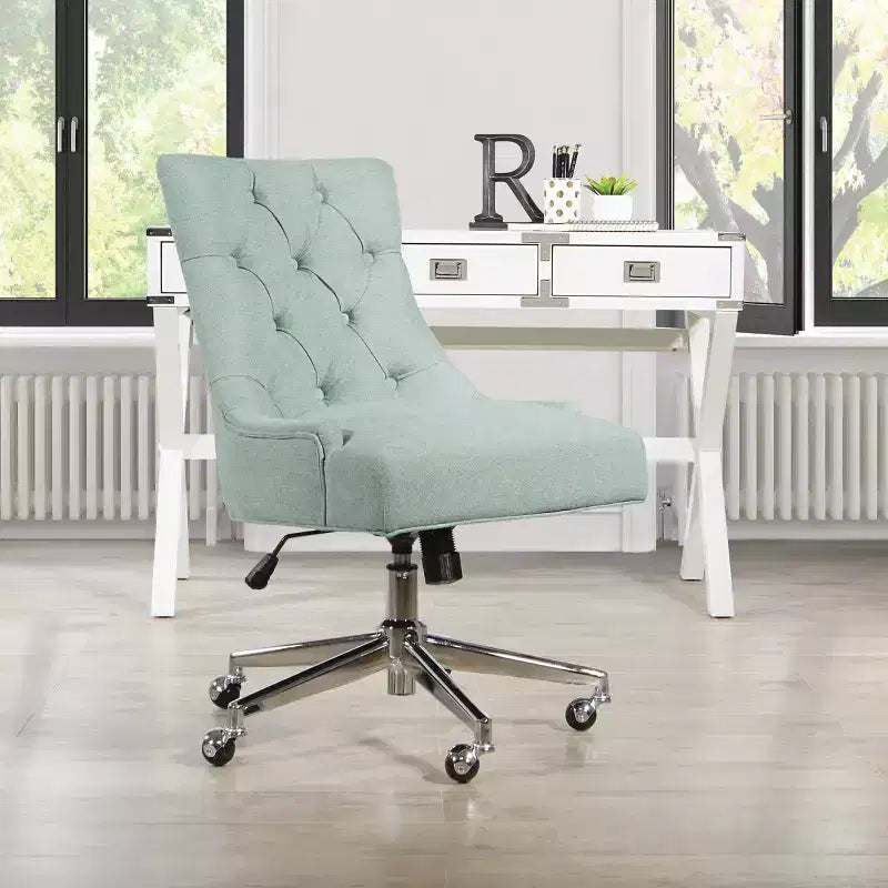 Fauteuil de bureau pivotant sans accoudoirs noir à dossier capitonné – Hauteur réglable, 1 place