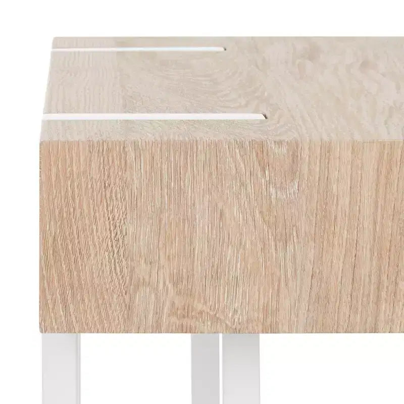 Table d'appoint carrée – Plateau en placage brun / Cadre en fer blanc, 1 pièce