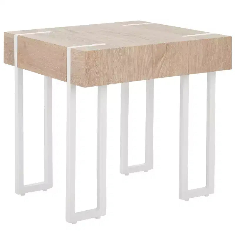 Table d'appoint carrée – Plateau en placage brun / Cadre en fer blanc, 1 pièce