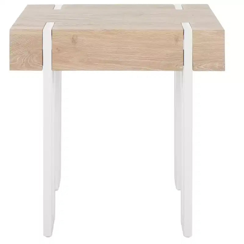 Table d'appoint carrée – Plateau en placage brun / Cadre en fer blanc, 1 pièce