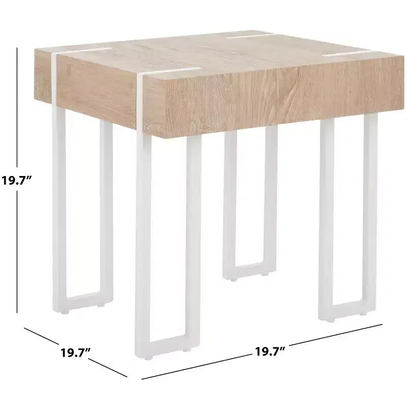 Table d'appoint carrée – Plateau en placage brun / Cadre en fer blanc, 1 pièce