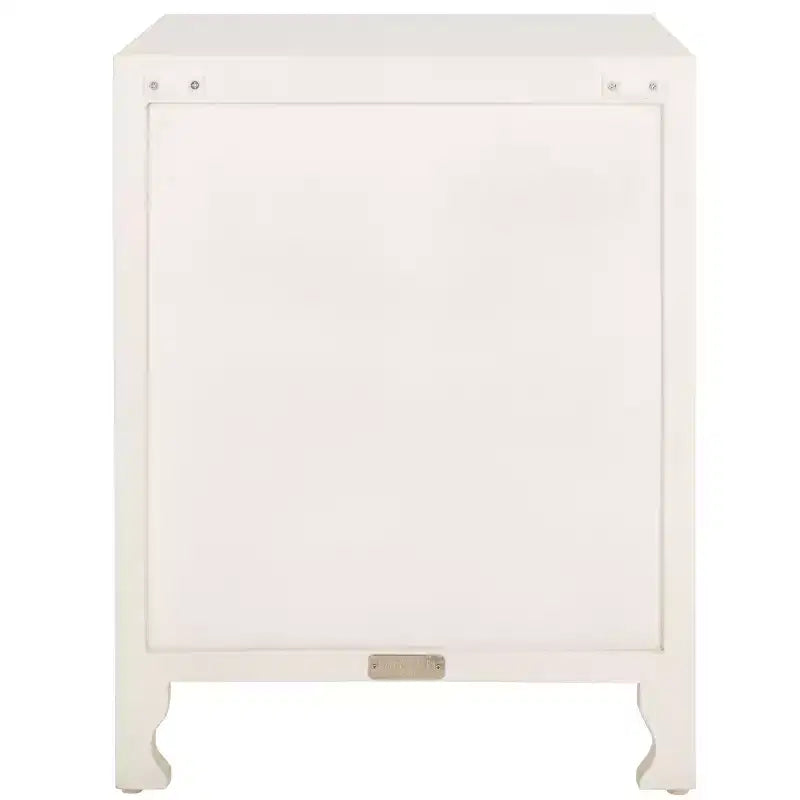 Table de chevet carrée blanc cassé avec 2 étagères et 1 porte – 1 personne