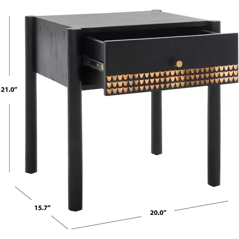 Table de chevet 1 tiroir en manguier noir et naturel – Pour 1