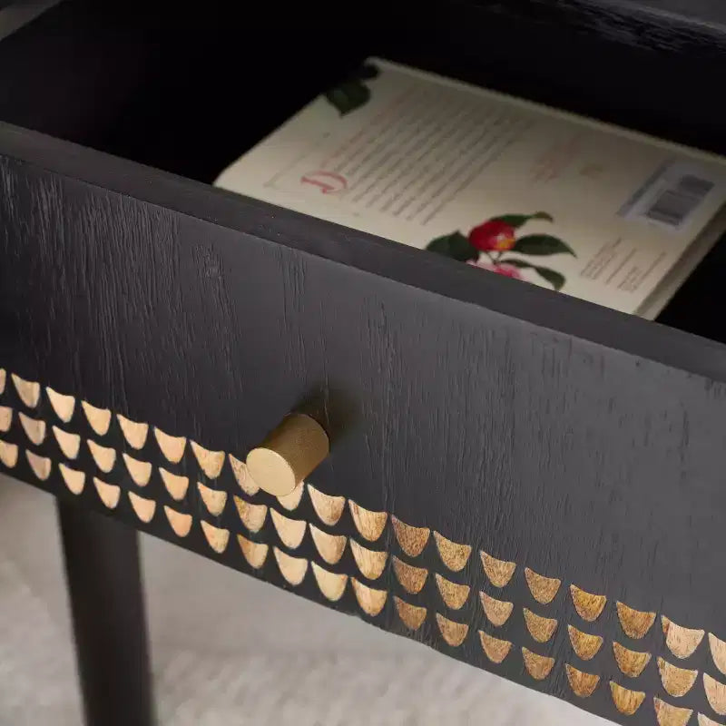Table de chevet 1 tiroir en manguier noir et naturel – Pour 1