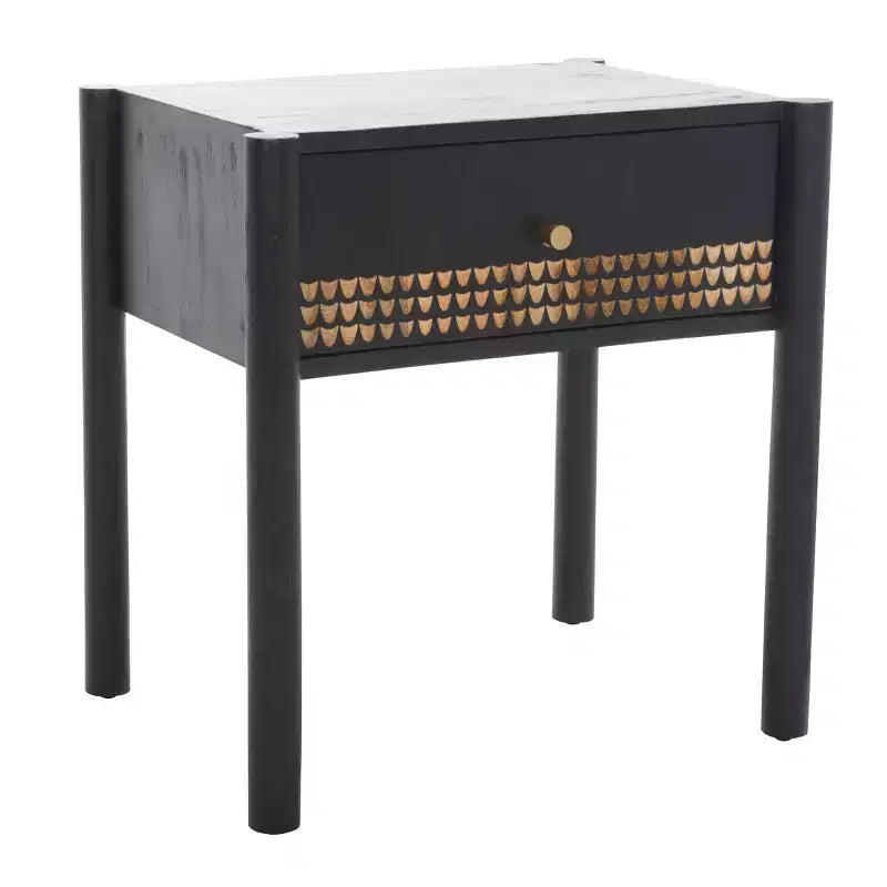 Table de chevet 1 tiroir en manguier noir et naturel – Pour 1