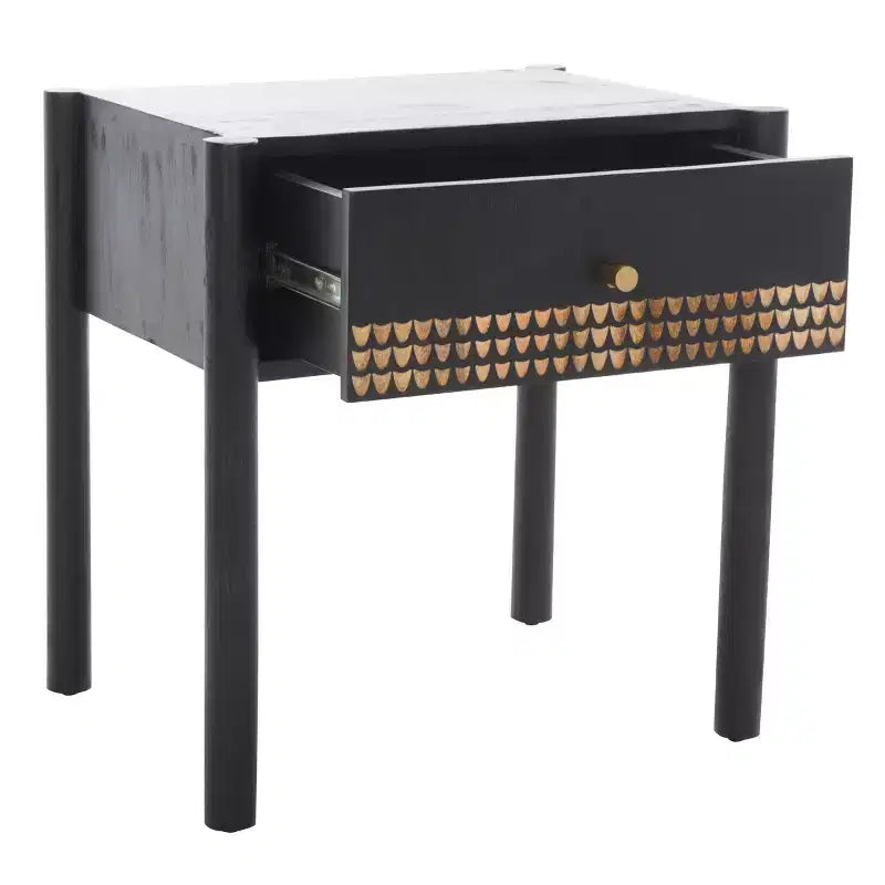 Table de chevet 1 tiroir en manguier noir et naturel – Pour 1