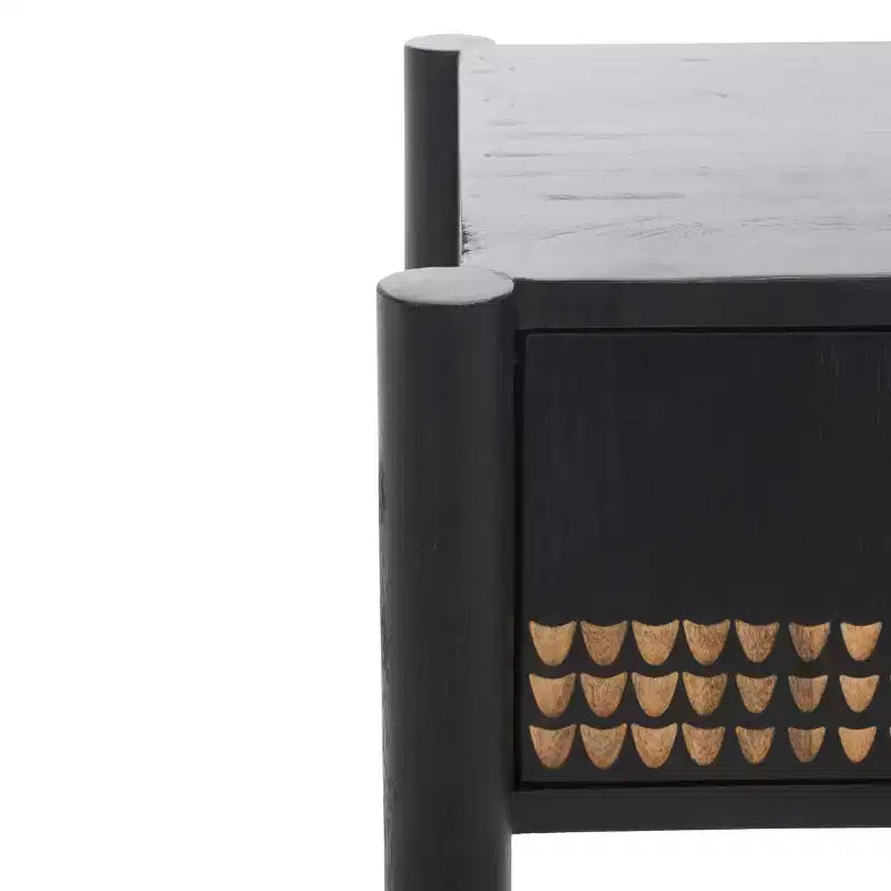 Table de chevet 1 tiroir en manguier noir et naturel – Pour 1