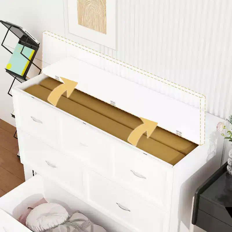 Lit escamotable blanc avec tiroir et station de charge – Grand lit/Très grand lit, 1-2 personnes