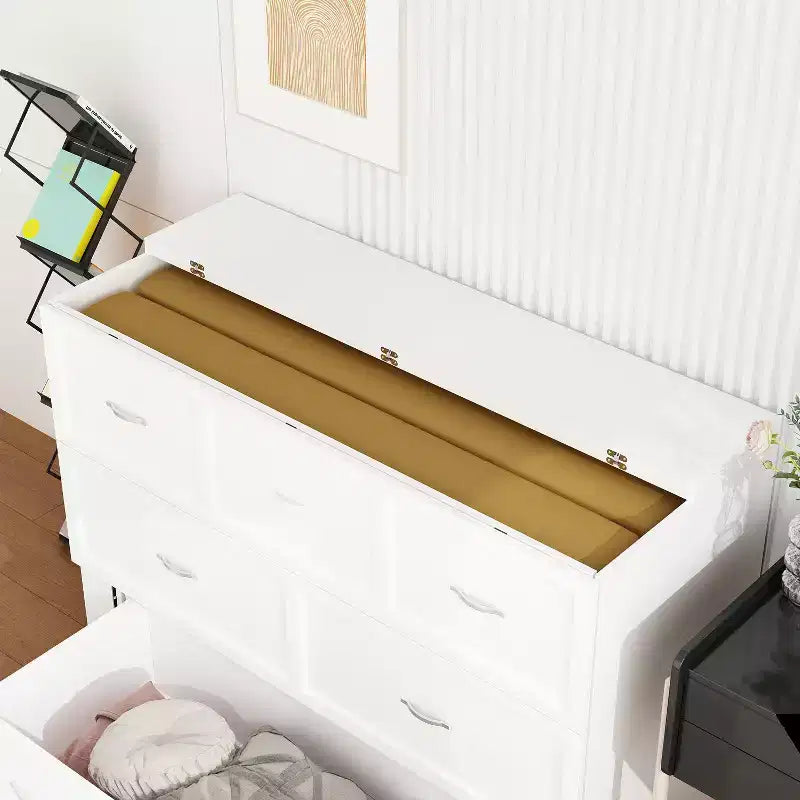 Lit escamotable blanc avec tiroir et station de charge – Grand lit/Très grand lit, 1-2 personnes