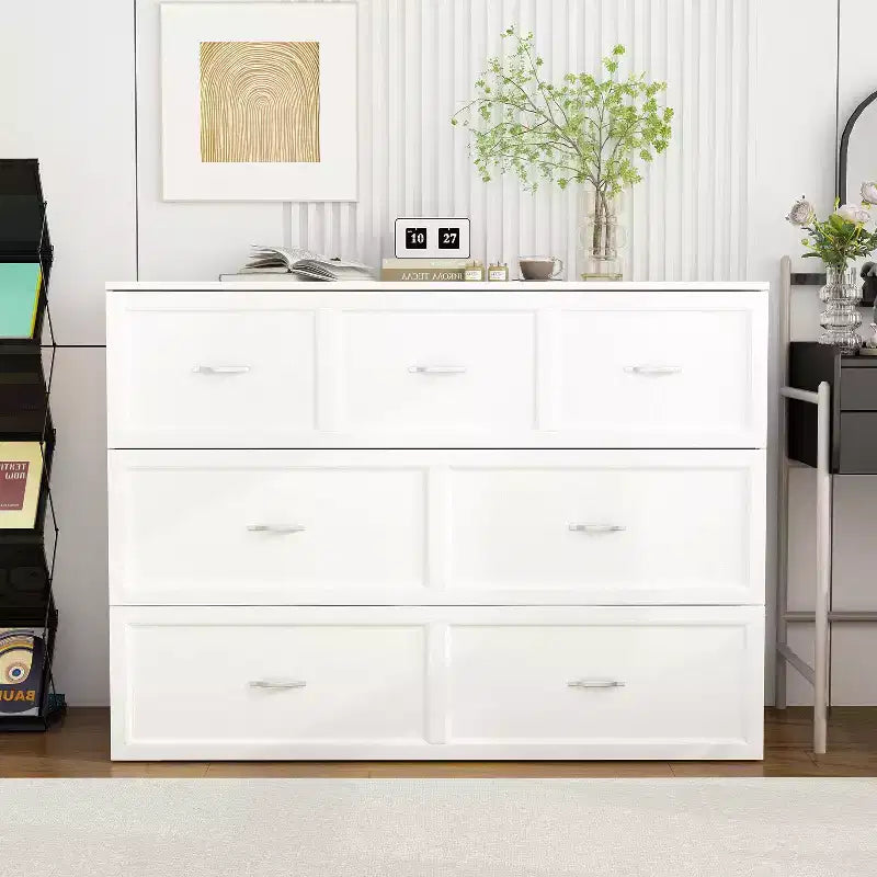 Lit escamotable blanc avec tiroir et station de charge – Grand lit/Très grand lit, 1-2 personnes