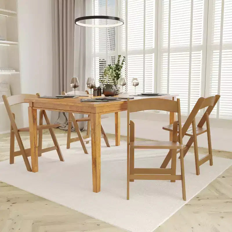 Chaise pliante de salle à manger en bois massif de chêne/blanc de style ancien américain – 1 place