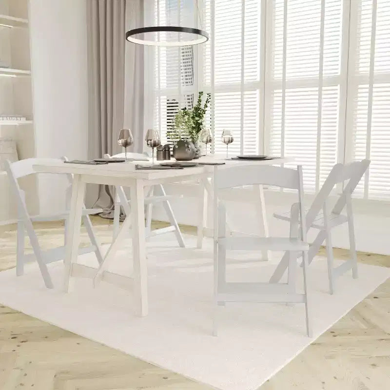 Chaise pliante de salle à manger en bois massif de chêne/blanc de style ancien américain – 1 place
