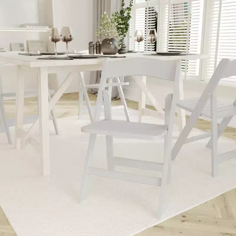 Chaise pliante de salle à manger en bois massif de chêne/blanc de style ancien américain – 1 place