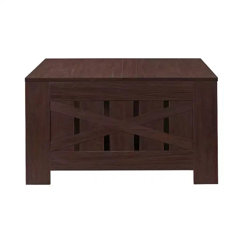 Table basse carrée 31,5" – Chêne noir / Chêne / Noyer, avec étagère de rangement ouverte