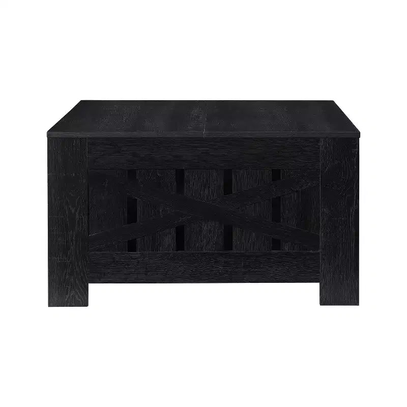 Table basse carrée 31,5" – Chêne noir / Chêne / Noyer, avec étagère de rangement ouverte