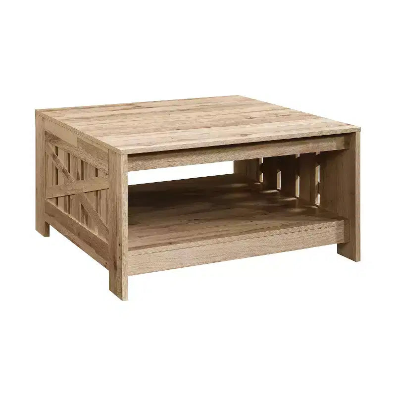 Table basse carrée 31,5" – Chêne noir / Chêne / Noyer, avec étagère de rangement ouverte