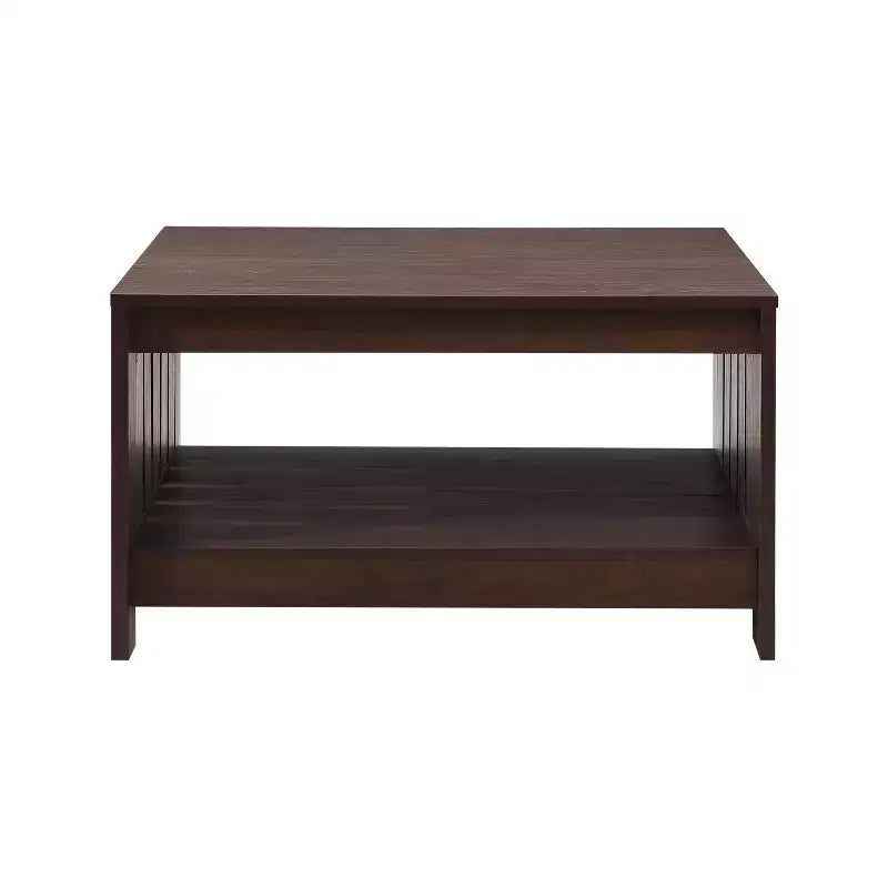 Table basse carrée 31,5" – Chêne noir / Chêne / Noyer, avec étagère de rangement ouverte