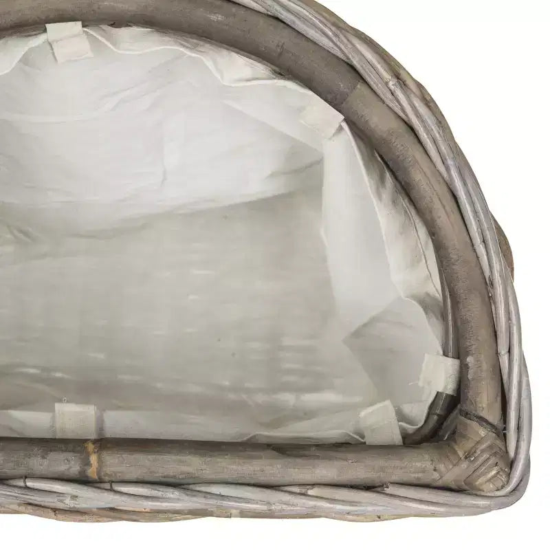 Panier à linge en rotin gris avec couvercle – Demi-lune, compartiment unique