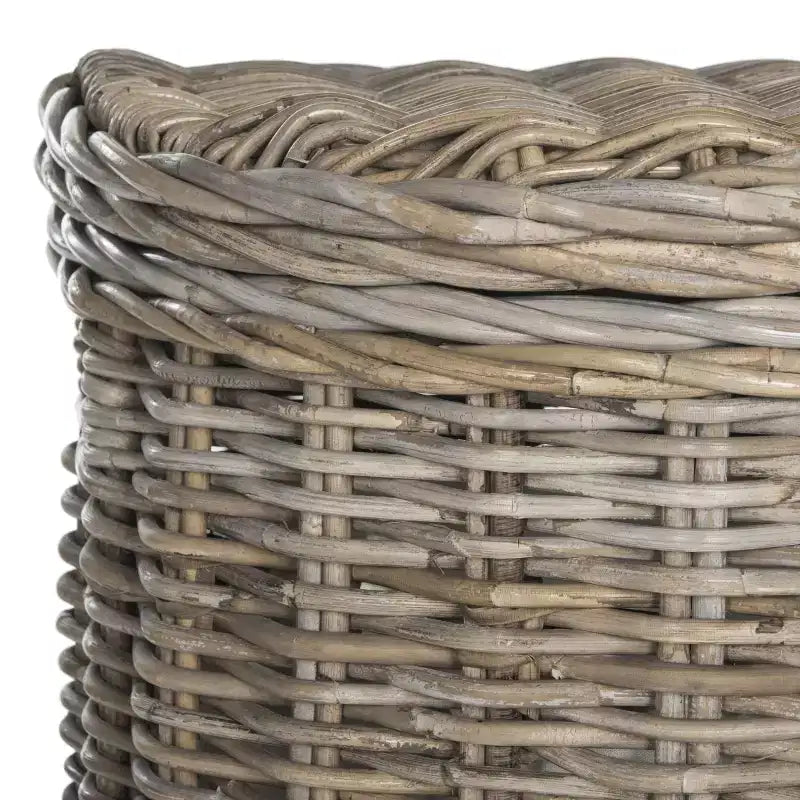 Panier à linge en rotin gris avec couvercle – Demi-lune, compartiment unique